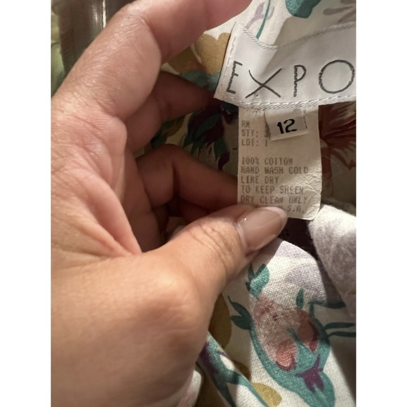 Vintage 80's Expo Womens Floral A-line Big Back Bow Size 12 Coquette Cottagecore - Picture 5 of 7